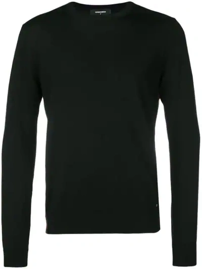 Dsquared2 Wool Jumper With Side Zip Ribbon In Black