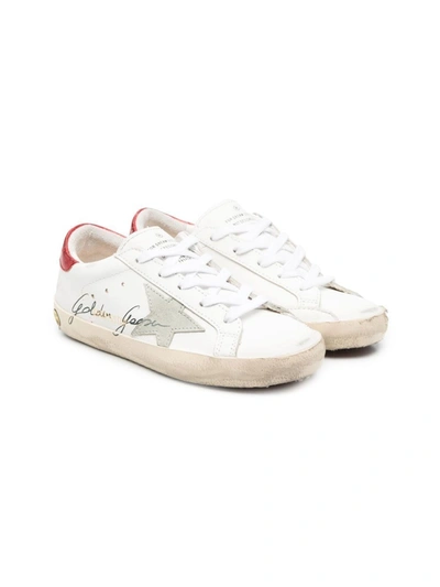 Golden Goose Kids' Super-star Leather Sneakers In White