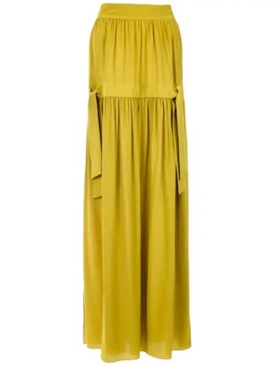 Adriana Degreas Silk Maxi Skirt In Yellow