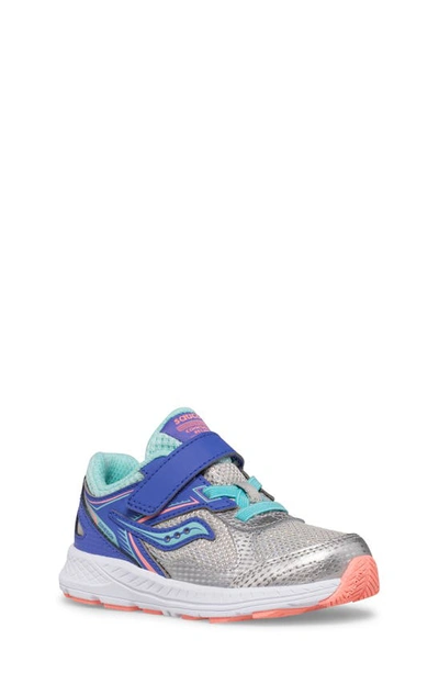 Saucony Kids' Cohesion Sneaker In Silver/ Periwinkle/ Turquoise