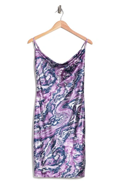 Love By Design Elaine Cowl Neck Spaghetti Strap Top In Amethyst Marble