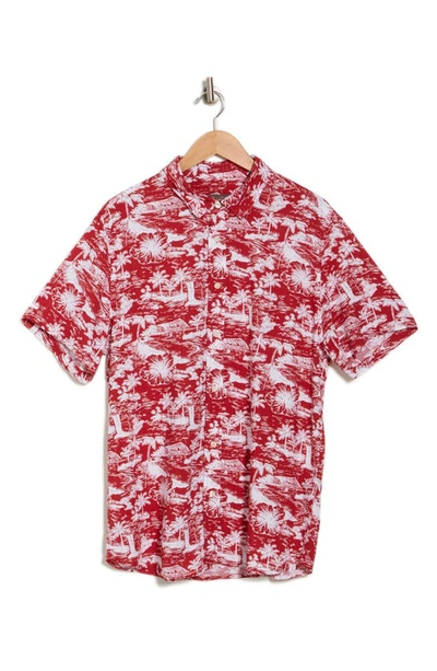 Slate & Stone Tropical Print Short Sleeve Shirt In Red Resort Print