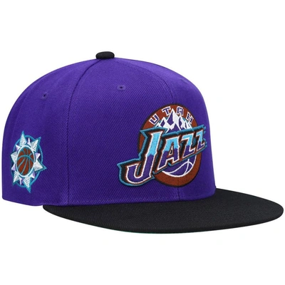 Mitchell & Ness Men's  Purple And Black Utah Jazz Hardwood Classics Snapback Hat In Purple,black