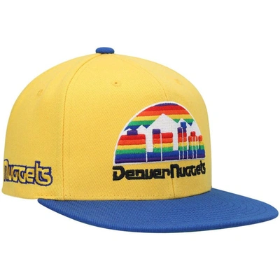 Mitchell & Ness Men's  Gold And Royal Denver Nuggets Hardwood Classics Snapback Hat In Gold,royal