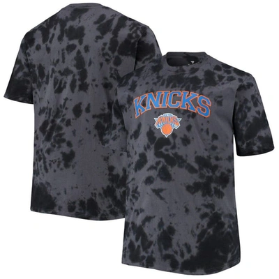 Profile Men's Black New York Knicks Big And Tall Marble Dye Tonal Performance T-shirt