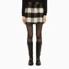 Red Valentino Woman Ivory And Black Check Wool Mini Skirt In White