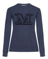 Max Mara Bimba Logo Jacquard Cashmere Sweater In Blue