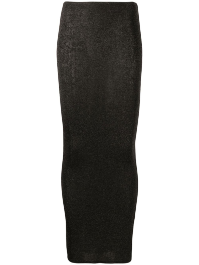 St. Agni 90s Sheer-knit Strapless Midi Dress In Black