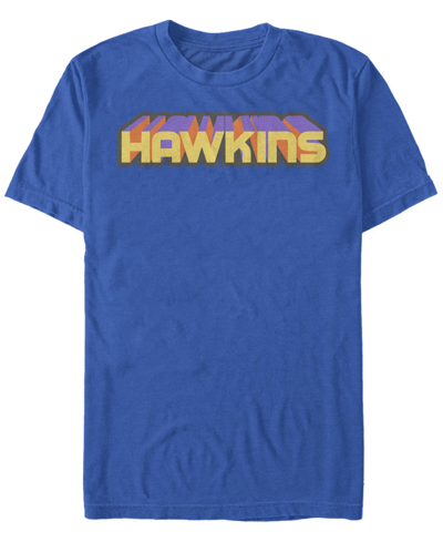 Fifth Sun Stranger Things Men's Hawkins 3d Logo Short Sleeve T-shirt In Royal