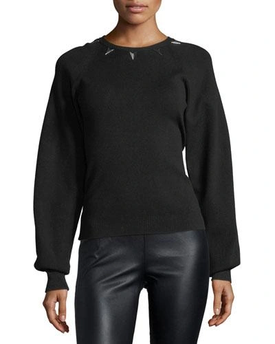 Mugler Embellished Full-sleeve Sweater In Black