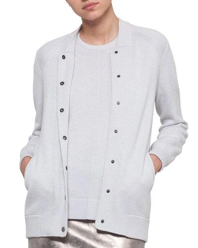 Akris Knit Cashmere Baseball Sweater In Light Gray