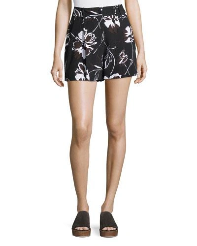 Michael Kors Floral-print Cady Shorts In Brown Pattern