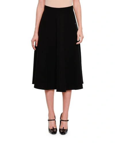 Bottega Veneta Crepe A-line Midi Skirt In Black