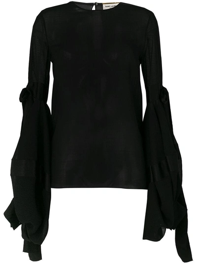Saint Laurent Oversized Sliding Sleeves Blouse - Black