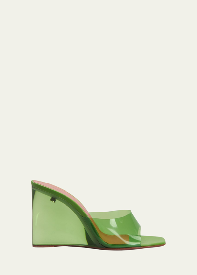 Amina Muaddi Lupita Glass-wedge Slide Sandals In Jungle