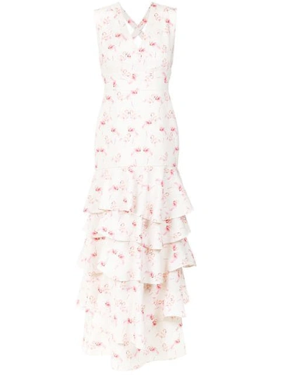 Olympiah Flamingo Print Gown In White