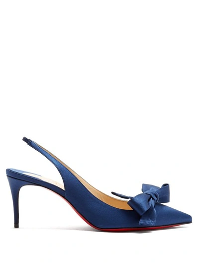 Christian Louboutin Yasling Bow Slingback Red Sole Pump In China Blue