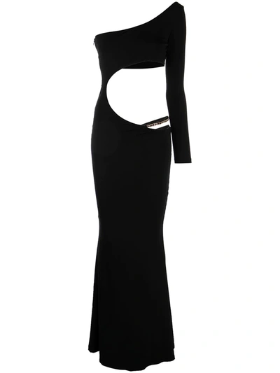Retroféte Whitney Asymmetric Cutout Maxi Dress In Black