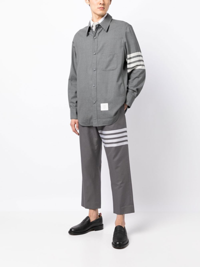 Thom Browne 4-bar Shirt Jacket In Grey
