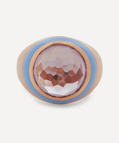 Adore Adorn Rose Gold-plated Cotton Candy Enamel Cabochon Amethyst Dome Ring