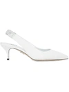 Paul Andrew Carpanthian Ruched Slingback Pump In White