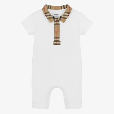 Burberry Baby Vintage Check Cotton Jersey Onesie In White