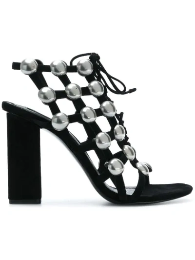 Alexander Wang Rainy Caged Studded Ankle-tie Sandal In Black
