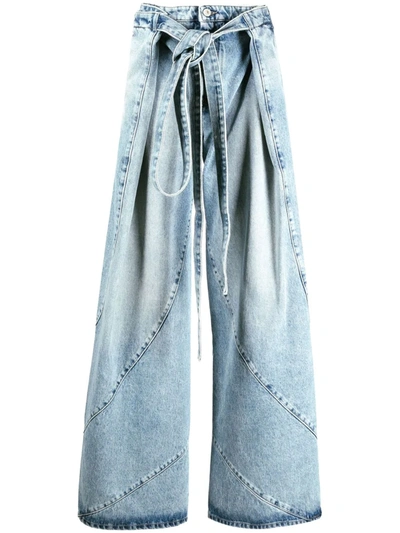 Attico Tie-fastening Wide-leg Jeans In Light Blue