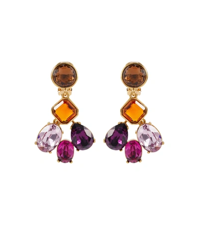 Oscar De La Renta Crystal Drop Earrings In Purple