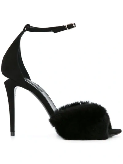 Alexander Wang Tilda Suede And Rabbit Fur Sandals In Black