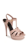 Gucci Tribute T-strap Platform Sandal In Blush Patent