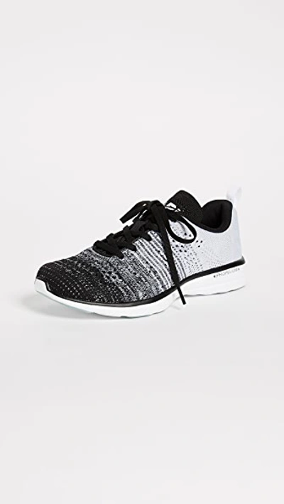 Apl Athletic Propulsion Labs Techloom Pro Knit Mesh Sneakers In Black And White