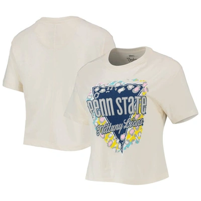 Pressbox Cream Penn State Nittany Lions Taylor Animal Print Cropped T-shirt