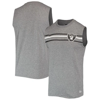 New Era Heathered Gray Las Vegas Raiders Brushed Sleeveless Tank Top