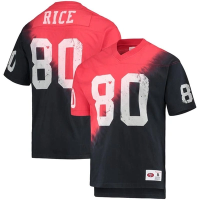 Mitchell & Ness Jerry Rice Black/red San Francisco 49ers Retired Player Name & Number Diagonal Tie-d In Black,red