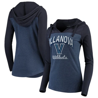 Camp David Navy Villanova Wildcats Knockout Color Block Long Sleeve V-neck Hoodie T-shirt