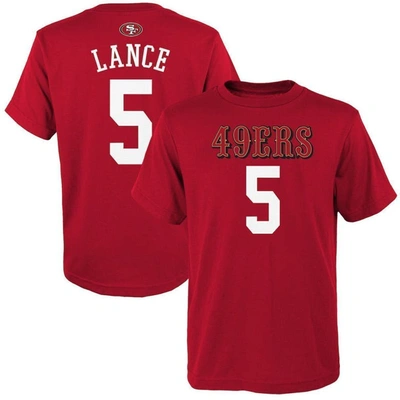 Outerstuff Kids' Big Boys Trey Lance Scarlet San Francisco 49ers Mainliner Name And Number T-shirt