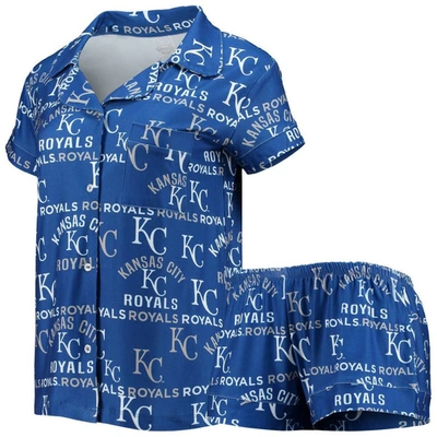 Concepts Sport Women's  Royal Los Angeles Dodgers Flagship Allover Print Top And Shorts Sleep Set