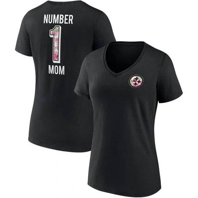 Fanatics Women's  Black Pittsburgh Steelers Plus Size Mother's Day #1 Mom V-neck T-shirt