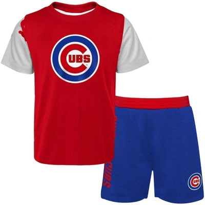 Outerstuff Kids' Toddler Red/royal Chicago Cubs Pinch Hitter T-shirt & Shorts Set