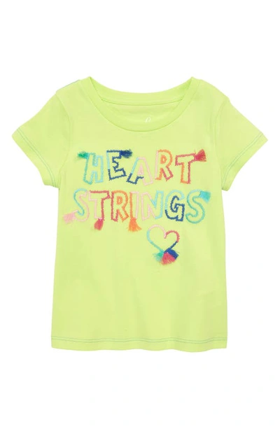Peek Aren't You Curious Kids' Heart Strings Embroidered Cotton Graphic Tee In Green