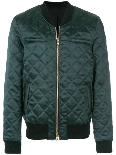 Balmain Quilted Bomber Jacket In Green
