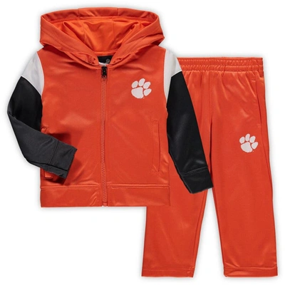 Outerstuff Kids' Toddler Orange Clemson Tigers Poly Fleece Full-zip Hoodie And Trousers Set