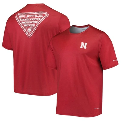 Columbia Scarlet Nebraska Huskers Terminal Tackle Omni-shade T-shirt