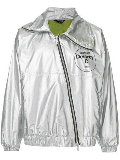 Sankuanz Diagonal Zip Lightweight Jacket In Metallic