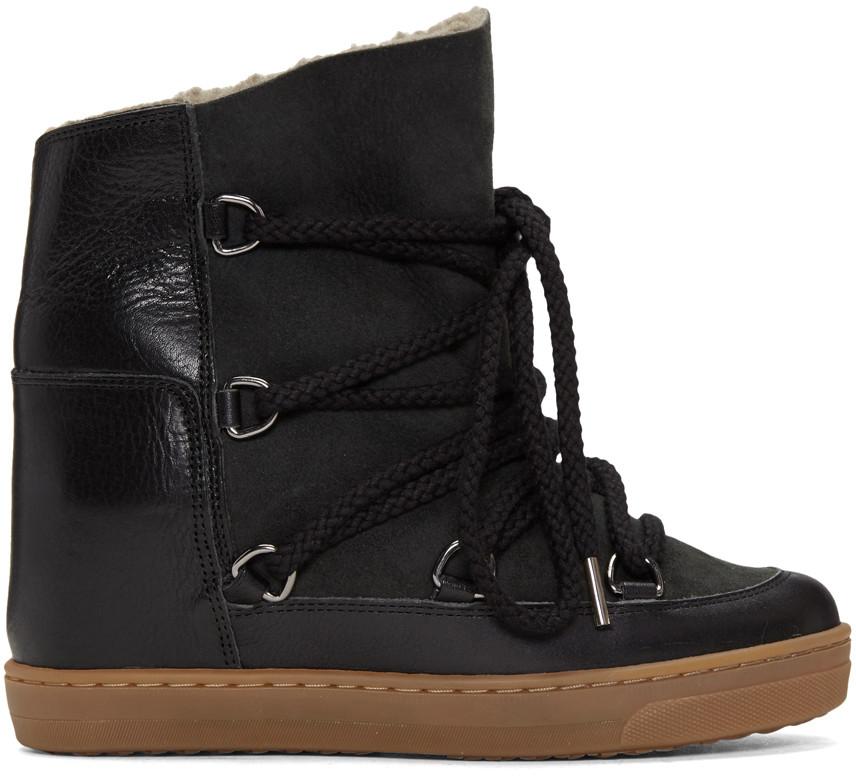 Isabel Marant Black Nowles Snow Boots In Neutrals | ModeSens