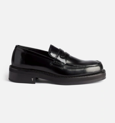 Ami Alexandre Mattiussi Square-toe Leather Loafers In Black