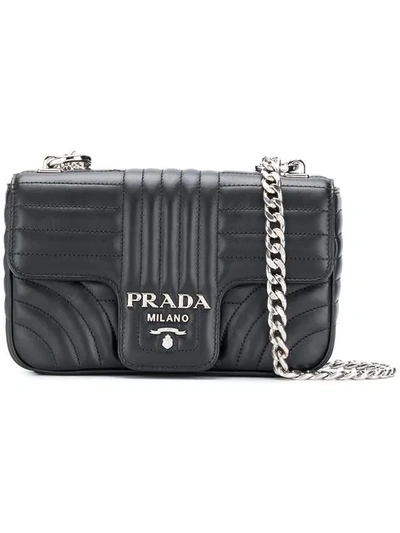Prada Small Diagramme Shoulder Bag With Chain Strap In Nero