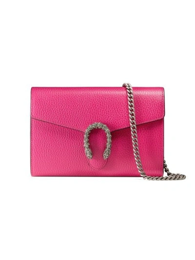 Gucci Dionysus Leather Mini Chain Bag In Pink
