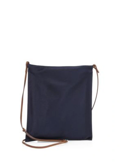 The Row Large Leather Medicine Crossbody Pouch In Navy
